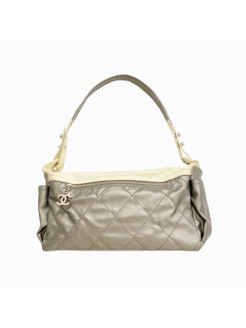 Chanel Shoulder Bag Paris Biarritz Canvas Gray Silver
